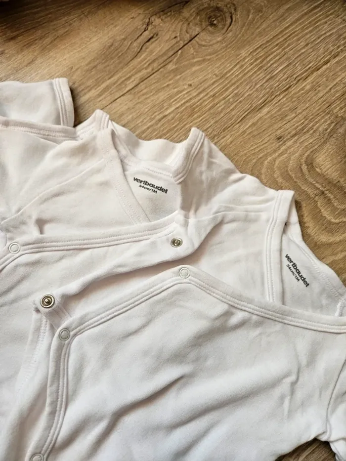 Lot de 4 bodies blanc Vertbaudet - photo numéro 2