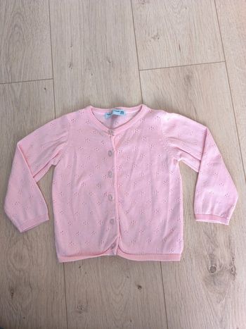 Gilet fille rose avec boutons pailletés FPC - Taille 18 mois - 81 cm