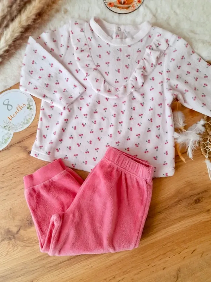 Pyjama velours 2 pièces cerises 18 mois Mes petits cailloux - photo numéro 2