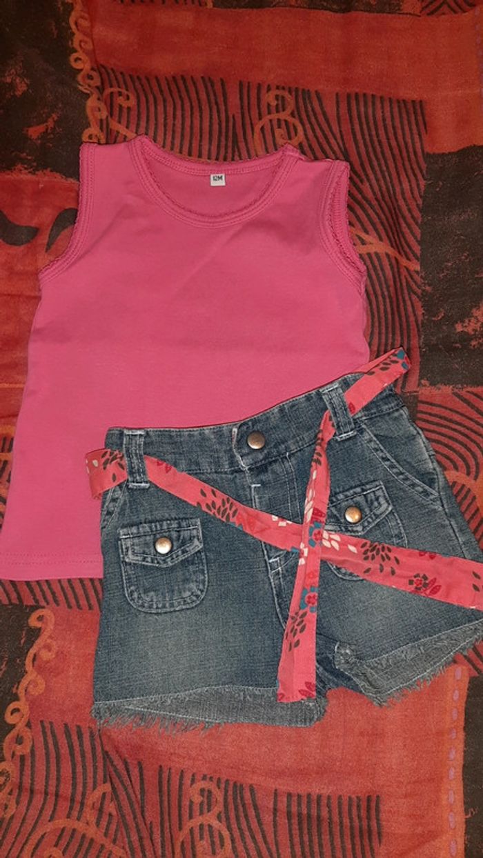 Debardeur + Short en jean  12mois