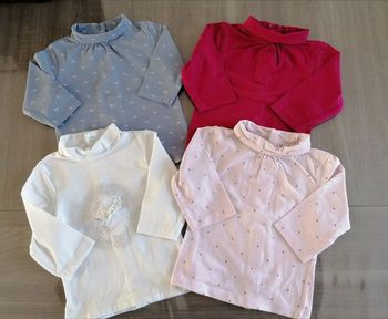 Lot de 4 T Shirts manches longues col roulé 3 mois