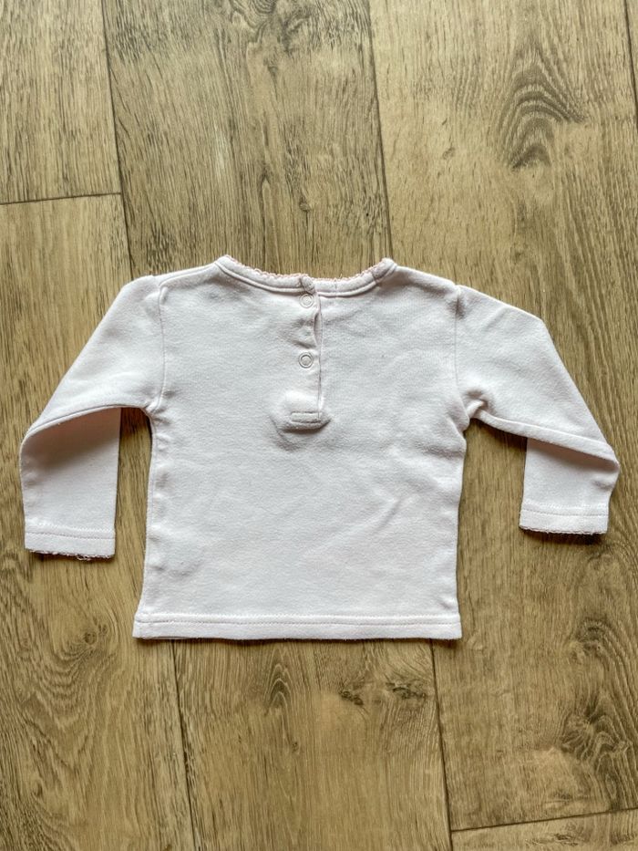 T-shirt rose bébé fille à manches longues taille 3 mois - photo numéro 3