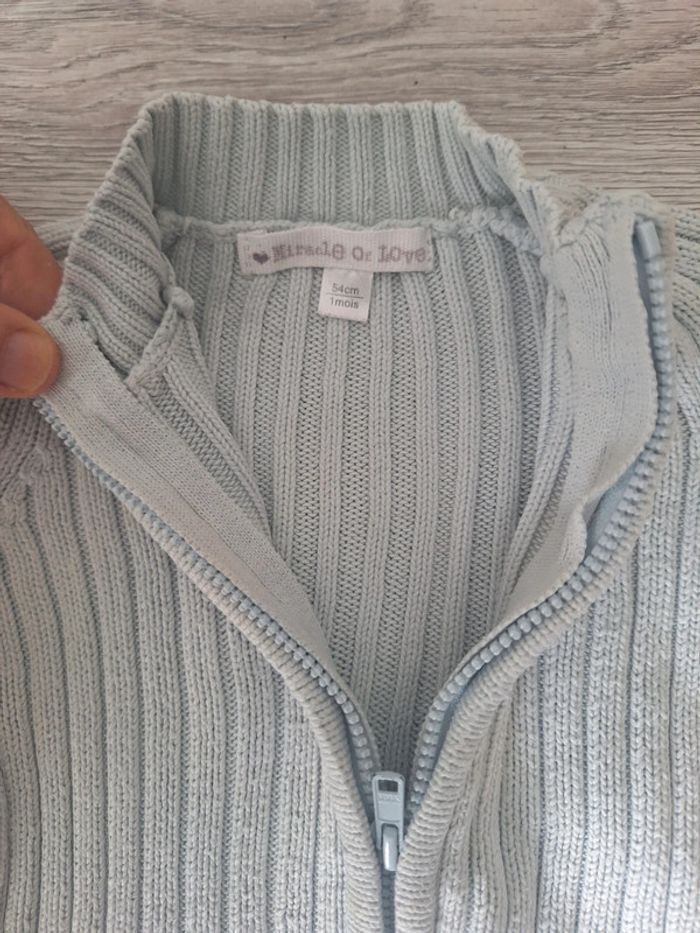 Gilet bébé bleu taille 1 mois vert baudet - photo numéro 2