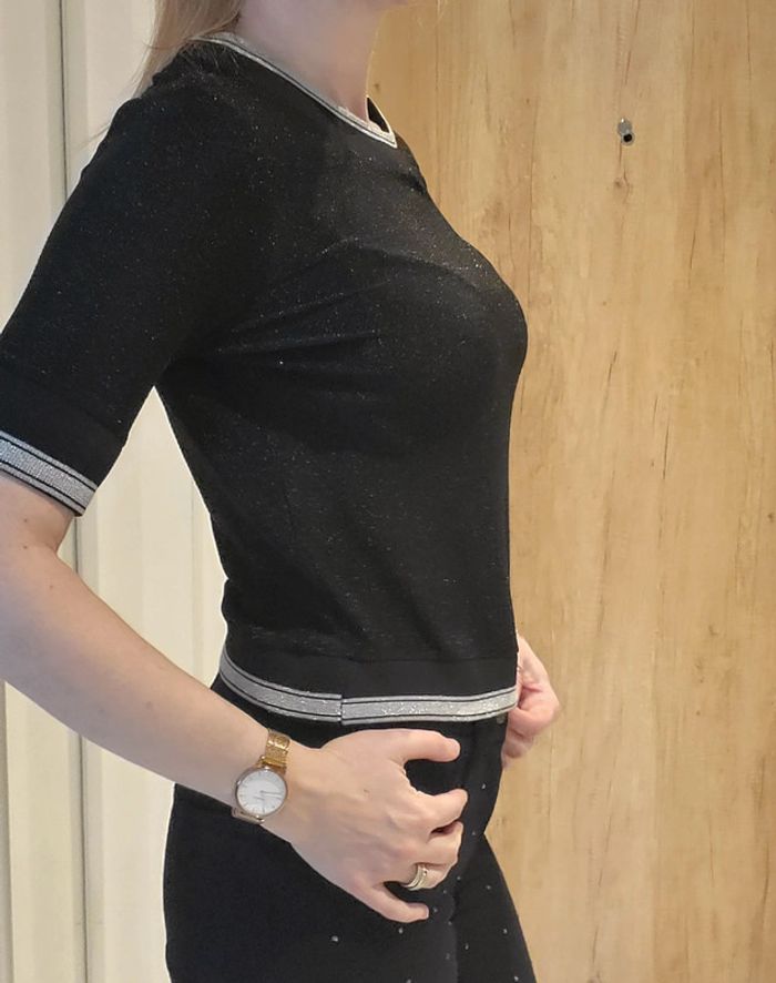 Joli top soirée chic noir métallisé Jennyfer S - photo numéro 2