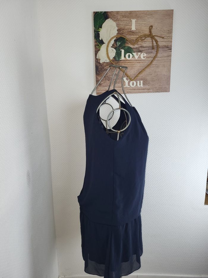 Robe fluide bleu marine avec dentelle au dos-new collection-taille 38 - photo numéro 2