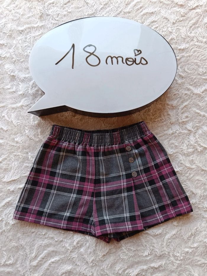 Short Fille 18 mois à carreaux Z grain de blé