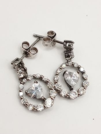 Orecchini donna bambina argento 925 zirconi cuore