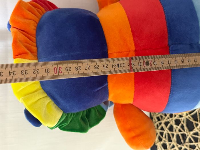 peluche dinosaure dragon rouge bleu orange grelot SUPERTOYS - photo numéro 5