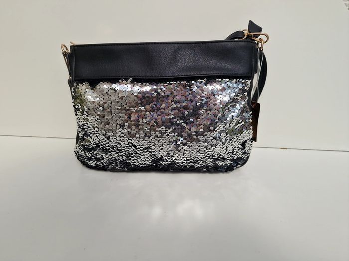 Sac Bandoulière Noir Sequins Noirs Argentés Conti Osvaldo - photo numéro 4