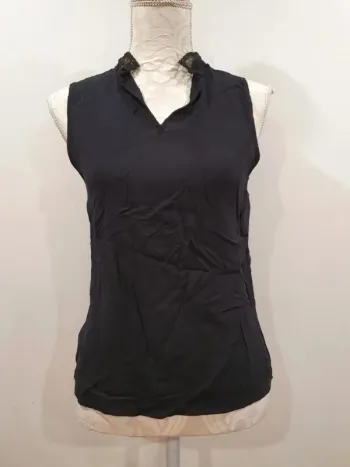 Haut sans manches noir broderie pimkie taille M 38