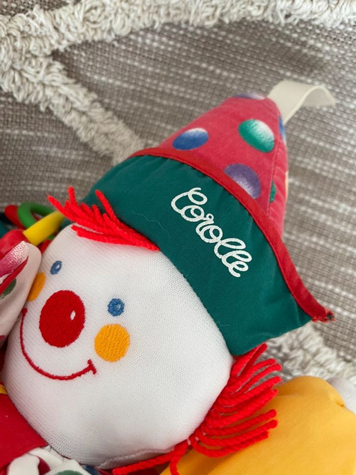 Peluche doudou 43cm corolle poupée clown arlequin rouge jaune très bon état - photo numéro 5