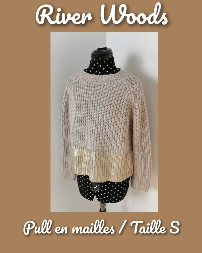 Pull mailles beige doré laine acrylique alpaga Taille S River Woods