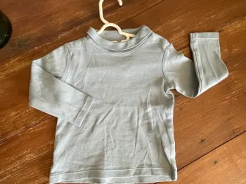 T-shirt manches longues à col bleu gris in extenso 12 mois