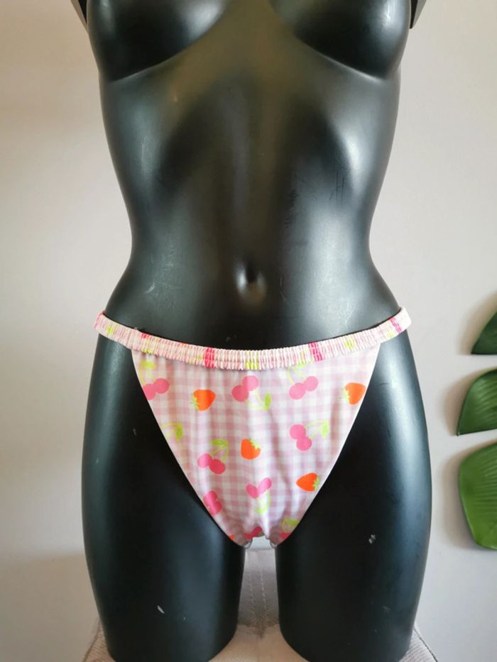 Bas de bikini vichy rose imprimé fruits Taille 36 - photo numéro 5