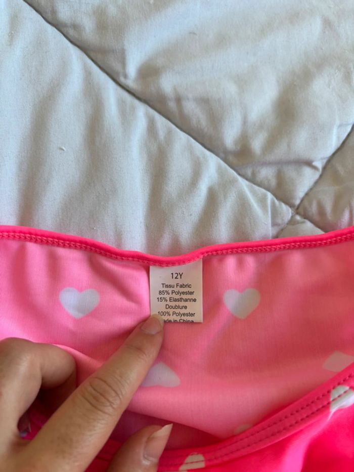 Bas de maillot de bain fille ados rose à motif cœur blanc taille 12 ans neuf - photo numéro 2