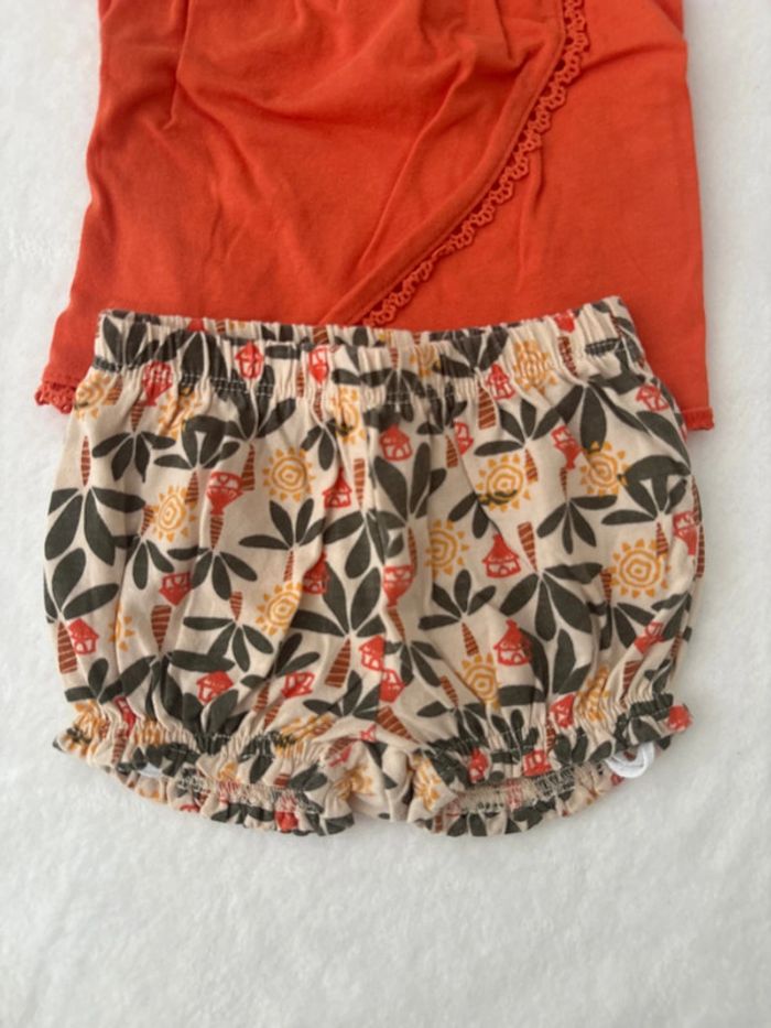 Ensemble orange fleuris 3 mois - photo numéro 3