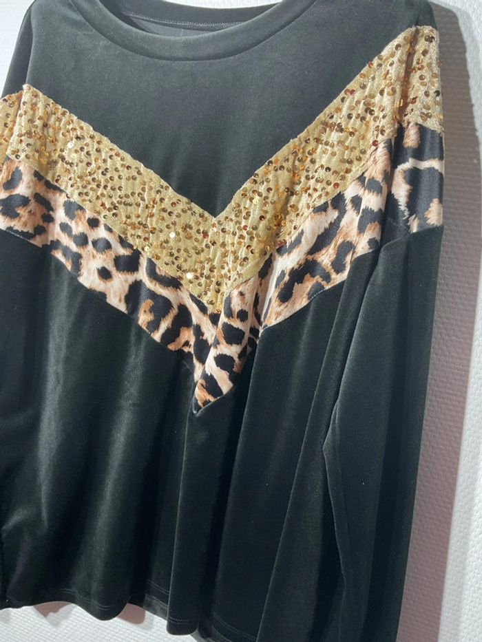 Pull en velours léopard femme taille unique (38-46)- just me - neuf avec étiquette - photo numéro 2