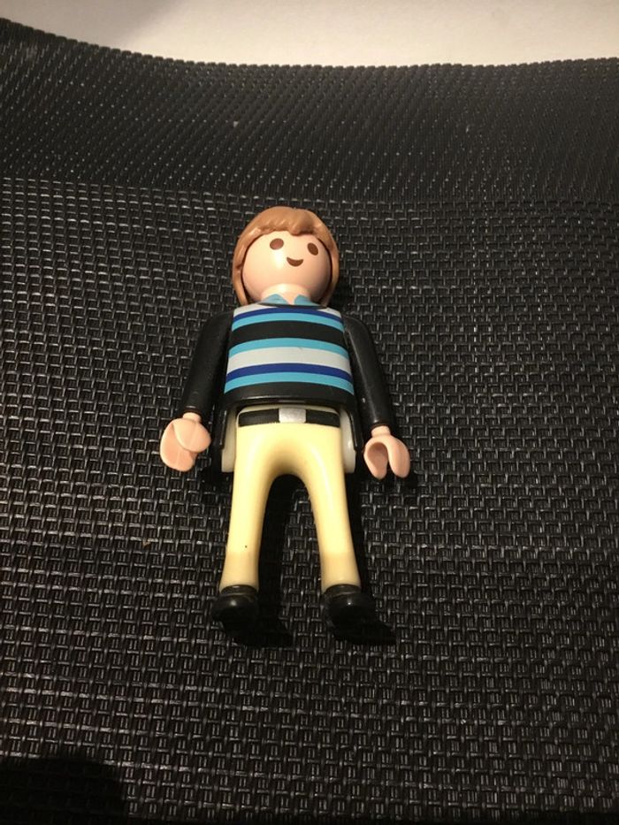 Playmobil figurine homme pull noir à rayures pièces détachées - photo numéro 2