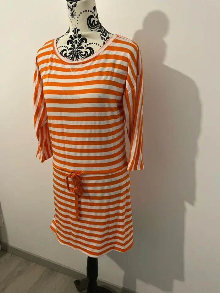 Robe neuve flying colors taille 38 orange rayure blanc - photo numéro 3