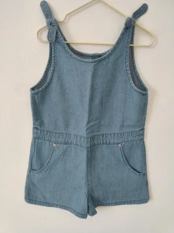 Combi shorts fille en 100% coton