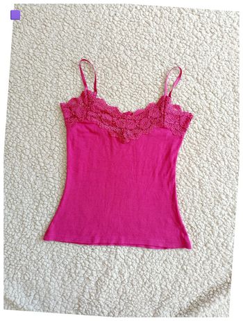 Caraco fuchsia dentelle fine – Taille S sexy vintage mignon cute