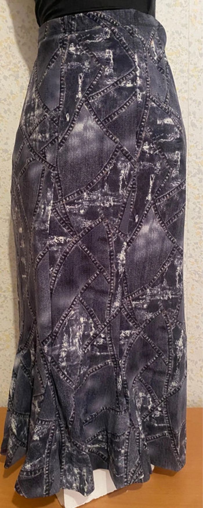 Maxi jupe vintage yK2 Mariella burani stretch patchwork denim 44