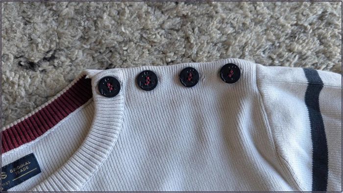 Pull 100% coton Jules taille S homme bleu marine et blanc - photo numéro 3