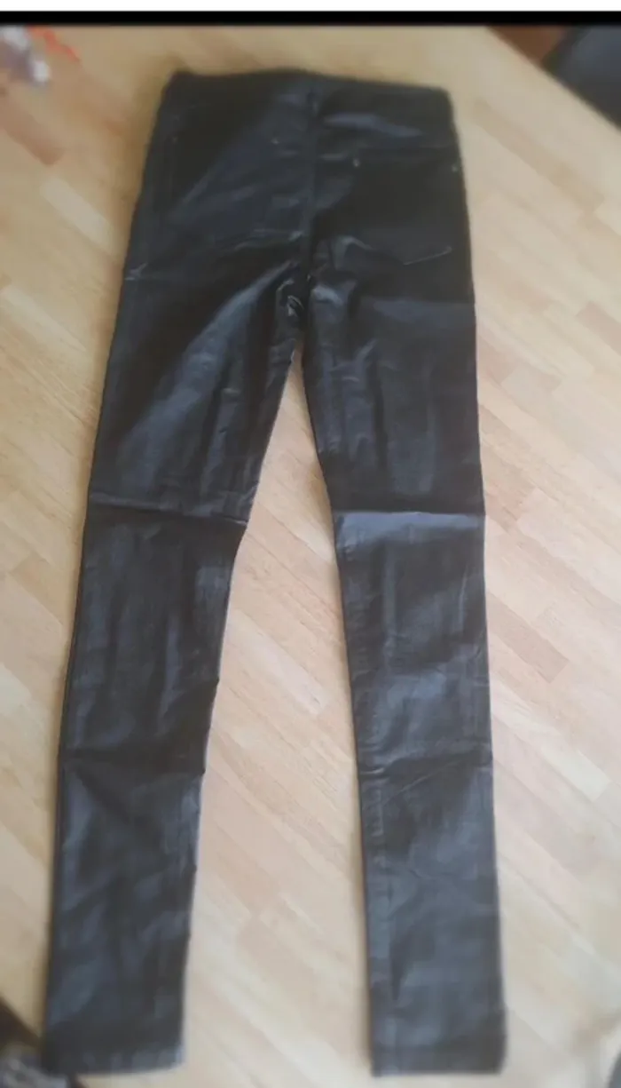 Pantalon slim noir effet cuir T38-M - photo numéro 3