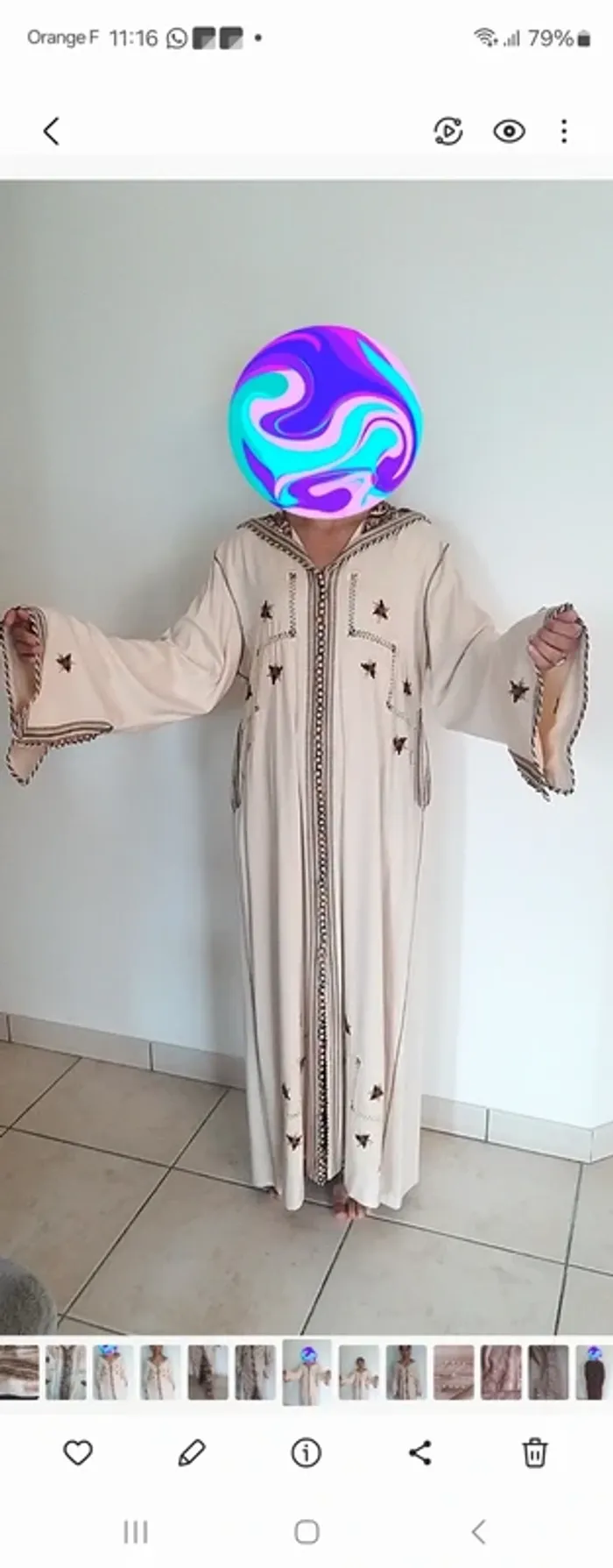 NEUVE Djellaba 2 pièces faite par couturier - photo numéro 2
