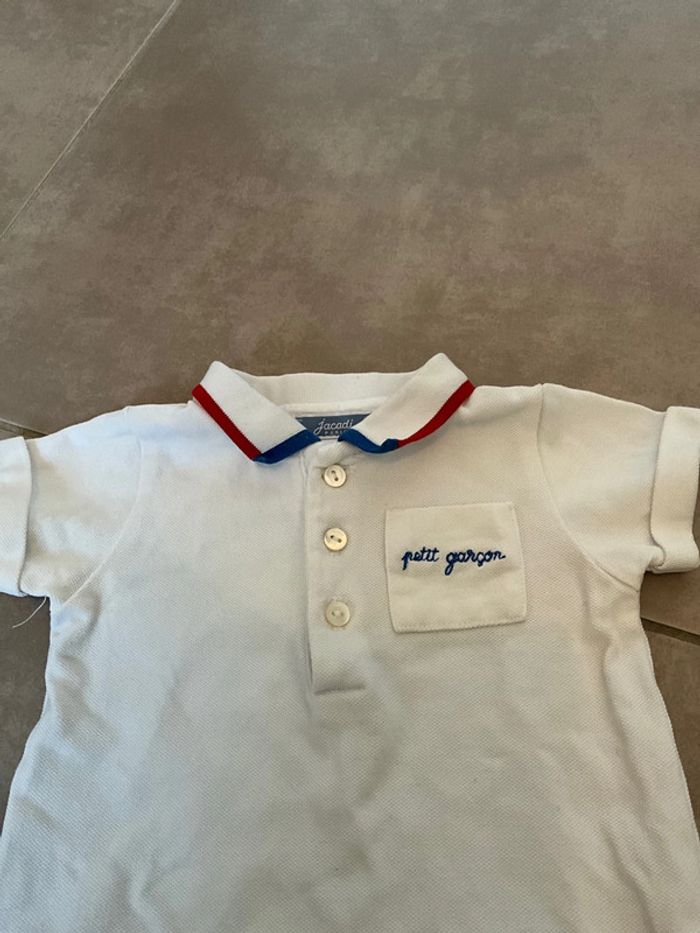 T shirt jacadi 3 mois Petit garçon col bleu blanc rouge - photo numéro 4