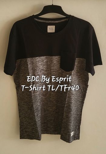 EDC By Esprit T-Shirt TL/TFr40-Noir-Poche sur le Devant en TBE