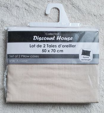 2 taies d'oreiller rectangulaires en 50 X 70 cm