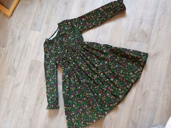 robe 10ans hiver neuf velours decor champignon fleur vert magnifique c& a