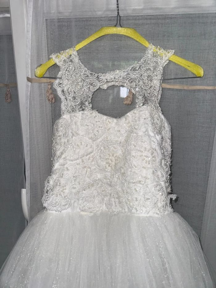 Mini robe de mariée pour jeune fille 16 ans avec tulle broderie paillettes et strass - photo numéro 2