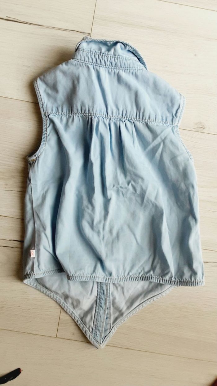 Vêtement fille blouse chemise sans manches bleue Okaïdi 4 ans - photo numéro 3