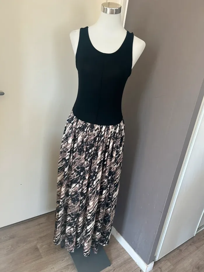 Emi jo robe longue noire à imprimer beige, multicolore femme, taille M/38