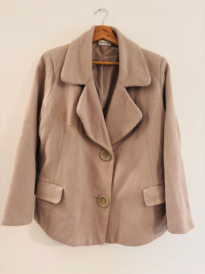 Veste tailleur beige blanche porté TM - photo numéro 3