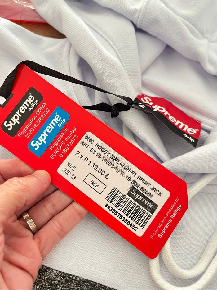 Sweat à capuche supreme grip blanc homme taille M neuf avec étiquette - photo numéro 8
