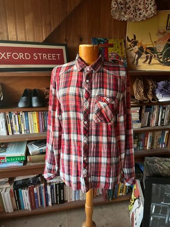 Chemise à carreaux rouge S