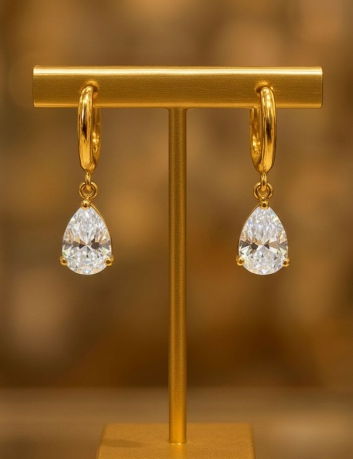 Top bijoux or zircon acier inoxydable revêtement  plaqué OR