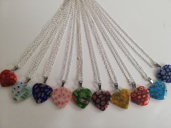 Lot de 10 colliers cœur en verre millfleuri St Valentin cœur love