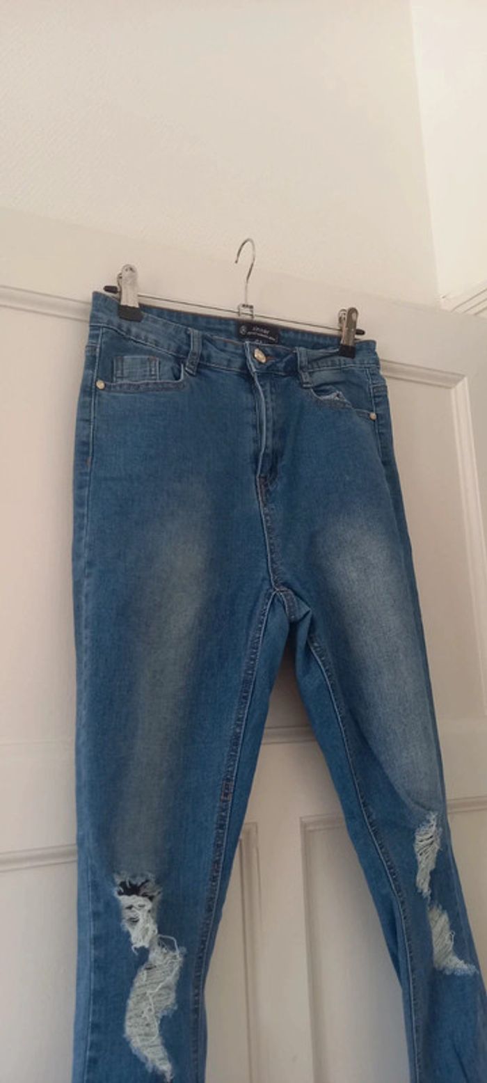Jean skinny troué bleu missguided 38 - photo numéro 3