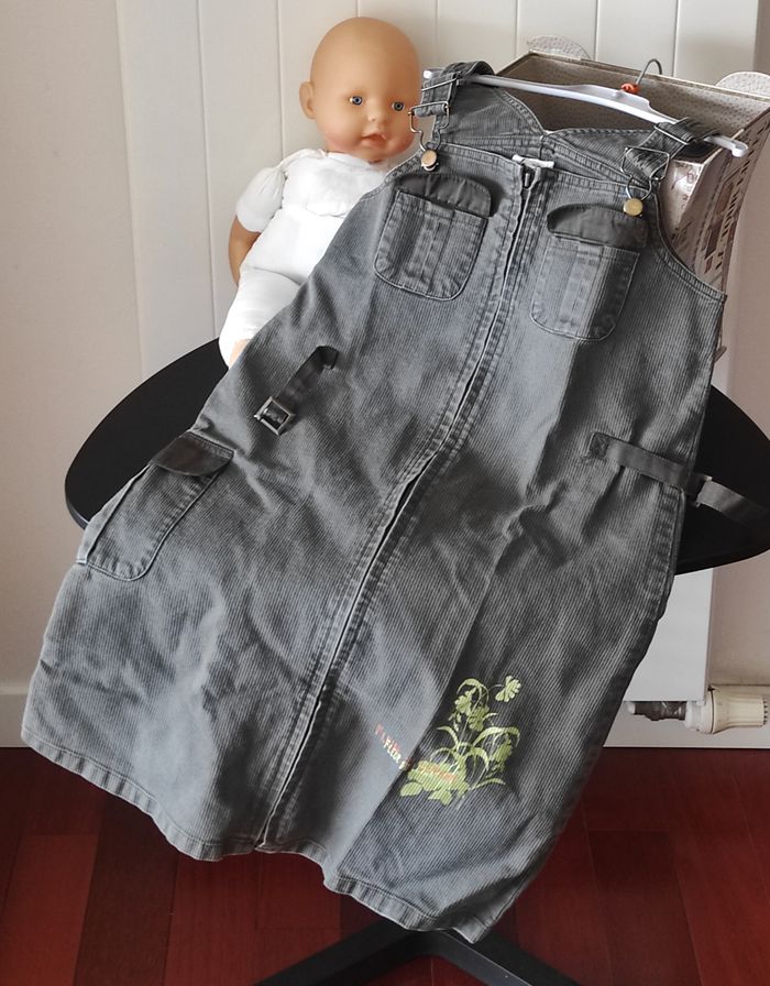 Robe salopette fille 10 ans – Velours kaki, motif floral