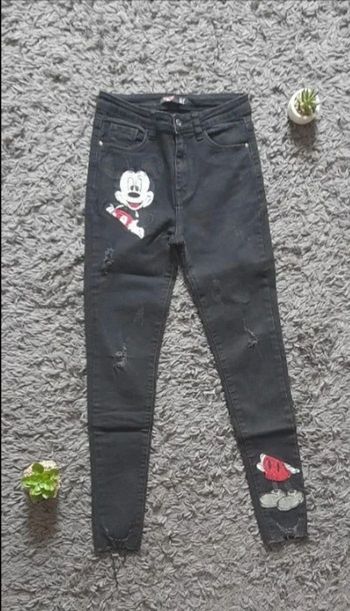 Jean skinny imprimé sequins Mickey