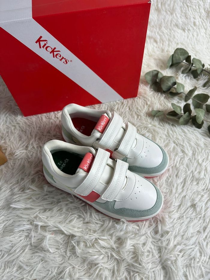 Paire de basket Kickers Kalido blanc rose bleu taille 32 - photo numéro 3