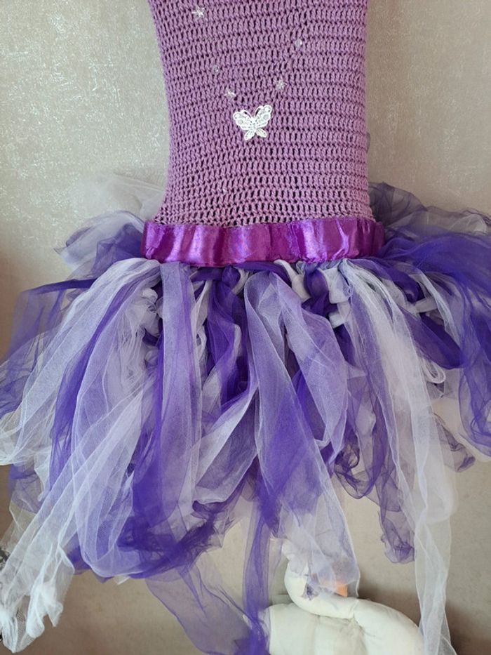 Magnifique robe faite main laine et tulle taille 7/8 ans - photo numéro 3