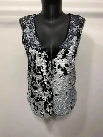 Gilet à la pépé avec sequin réversible - femme - M - Huit Six Sept