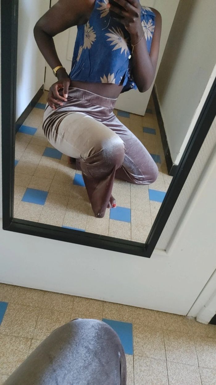 Pantalon patte d'éléphant velours mauve old school - photo numéro 3