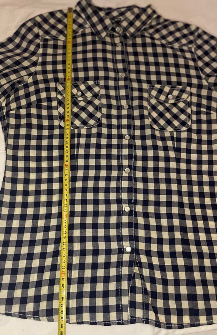 Chemise à carreaux »Pimkie »bleu marine et blanche - photo numéro 5