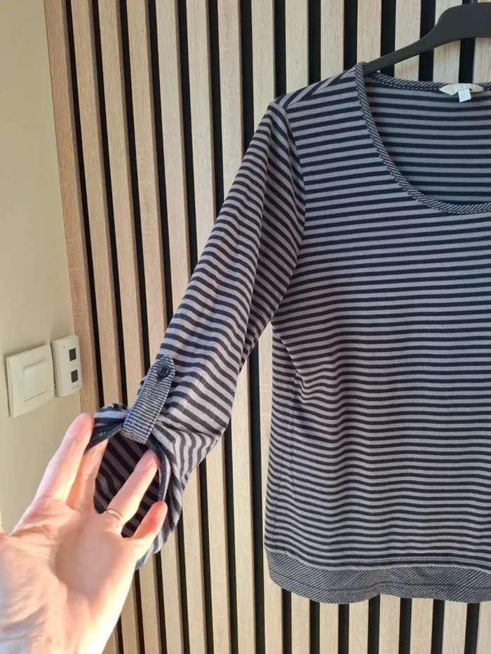 Haut blouse fluide marinière T XL 42 /44 - photo numéro 4